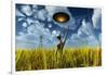 An Alien Being Directing its Spacecraft to Make Crop Circles-null-Framed Art Print