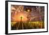 An Alien Being Directing its Spacecraft to Make Crop Circles-null-Framed Art Print