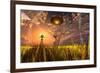 An Alien Being Directing its Spacecraft to Make Crop Circles-null-Framed Art Print