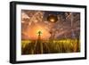 An Alien Being Directing its Spacecraft to Make Crop Circles-null-Framed Premium Giclee Print