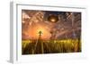 An Alien Being Directing its Spacecraft to Make Crop Circles-null-Framed Premium Giclee Print