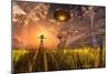 An Alien Being Directing its Spacecraft to Make Crop Circles-null-Mounted Premium Giclee Print