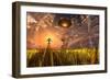 An Alien Being Directing its Spacecraft to Make Crop Circles-null-Framed Art Print