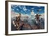 An Alien Being with Giant Robots at the Area 51 Top Secret Base in Roswell-null-Framed Art Print