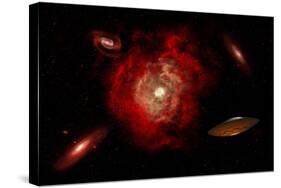 An Alien Flying Saucer Traveling Through the Vastness of Outer Space-null-Stretched Canvas