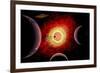 An Alien Flying Saucer Travels Amongst Alien Worlds-null-Framed Art Print