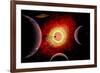 An Alien Flying Saucer Travels Amongst Alien Worlds-null-Framed Art Print