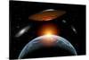 An Alien Flying Saucer Visiting the Earth-null-Stretched Canvas