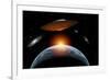 An Alien Flying Saucer Visiting the Earth-null-Framed Art Print