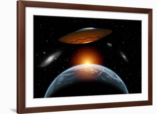 An Alien Flying Saucer Visiting the Earth-null-Framed Art Print