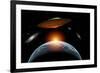 An Alien Flying Saucer Visiting the Earth-null-Framed Art Print