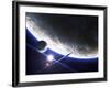 An Alien Patrol Zooms by over their Home Planet-Stocktrek Images-Framed Photographic Print