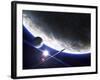 An Alien Patrol Zooms by over their Home Planet-Stocktrek Images-Framed Photographic Print