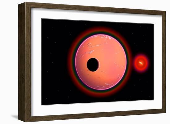 An Alien Planet and its Moon in Orbit around a Red Giant Star-null-Framed Premium Giclee Print