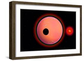 An Alien Planet and its Moon in Orbit around a Red Giant Star-null-Framed Premium Giclee Print