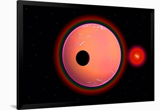 An Alien Planet and its Moon in Orbit around a Red Giant Star-null-Framed Art Print