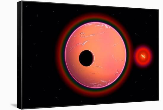 An Alien Planet and its Moon in Orbit around a Red Giant Star-null-Framed Stretched Canvas