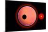 An Alien Planet and its Moon in Orbit around a Red Giant Star-null-Mounted Art Print