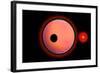 An Alien Planet and its Moon in Orbit around a Red Giant Star-null-Framed Art Print