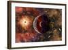 An Alien Planet and its Moon in Orbit around a Red Giant Star-null-Framed Art Print