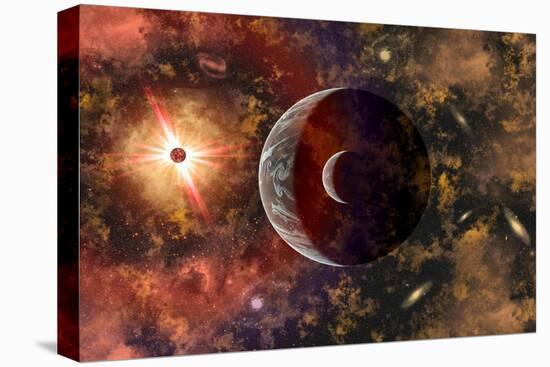 An Alien Planet and its Moon in Orbit around a Red Giant Star-null-Stretched Canvas