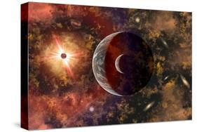 An Alien Planet and its Moon in Orbit around a Red Giant Star-null-Stretched Canvas