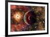 An Alien Planet and its Moon in Orbit around a Red Giant Star-null-Framed Art Print