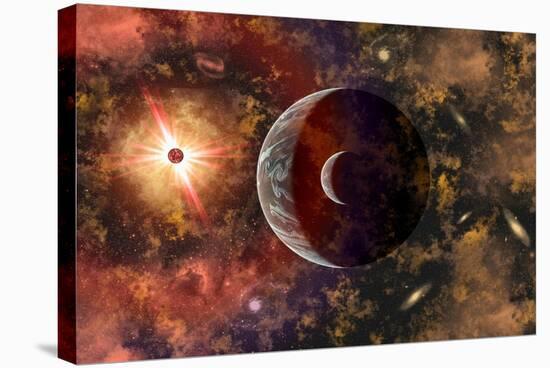 An Alien Planet and its Moon in Orbit around a Red Giant Star-null-Stretched Canvas