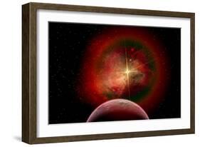 An Alien Planet and its Nebulous Sun-null-Framed Art Print