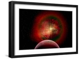 An Alien Planet and its Nebulous Sun-null-Framed Art Print