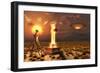 An Alien Returning to the Famous Crash Site in Roswell, New Mexico-null-Framed Premium Giclee Print