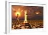 An Alien Returning to the Famous Crash Site in Roswell, New Mexico-null-Framed Premium Giclee Print