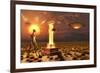 An Alien Returning to the Famous Crash Site in Roswell, New Mexico-null-Framed Art Print