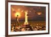 An Alien Returning to the Famous Crash Site in Roswell, New Mexico-null-Framed Art Print