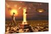 An Alien Returning to the Famous Crash Site in Roswell, New Mexico-null-Mounted Art Print