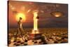 An Alien Returning to the Famous Crash Site in Roswell, New Mexico-null-Stretched Canvas