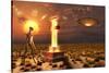 An Alien Returning to the Famous Crash Site in Roswell, New Mexico-null-Stretched Canvas