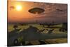 An Alien Ufo Flying Low over an American Airbase-null-Stretched Canvas