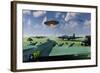 An Alien Ufo Flying Low over an American Airbase-null-Framed Art Print