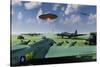 An Alien Ufo Flying Low over an American Airbase-null-Stretched Canvas