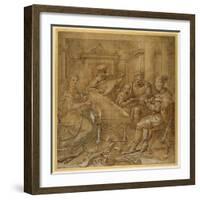 An Allegory of Music: Fame at the Virginals; Two Young Lutenists Seated; a Bearded Elder Teaches…-Lavinia Fontana-Framed Giclee Print