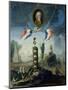An Allegory of the Revolution with a Portrait Medallion of Jean-Jacques Rousseau (1712-78) 1794-Nicolas Henry Jeaurat de Bertry-Mounted Giclee Print