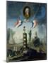 An Allegory of the Revolution with a Portrait Medallion of Jean-Jacques Rousseau (1712-78) 1794-Nicolas Henry Jeaurat de Bertry-Mounted Giclee Print