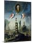 An Allegory of the Revolution with a Portrait Medallion of Jean-Jacques Rousseau (1712-78) 1794-Nicolas Henry Jeaurat de Bertry-Mounted Giclee Print