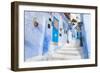 An Alleyway in the Medina, Chefchaouen, Morocco-A_nella-Framed Photographic Print