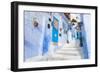 An Alleyway in the Medina, Chefchaouen, Morocco-A_nella-Framed Photographic Print