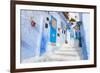 An Alleyway in the Medina, Chefchaouen, Morocco-A_nella-Framed Photographic Print