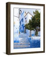 An Alleyway in the Medina, Chefchaouen, Morocco-A_nella-Framed Photographic Print