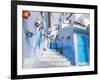 An Alleyway in the Medina, Chefchaouen, Morocco-A_nella-Framed Photographic Print