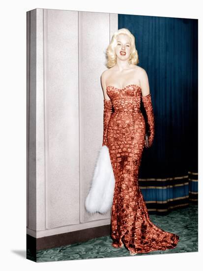 An Alligator Named Daisy, Diana Dors, Attending Movie Premiere at the Odeon, Marble Arch, 1955-null-Stretched Canvas